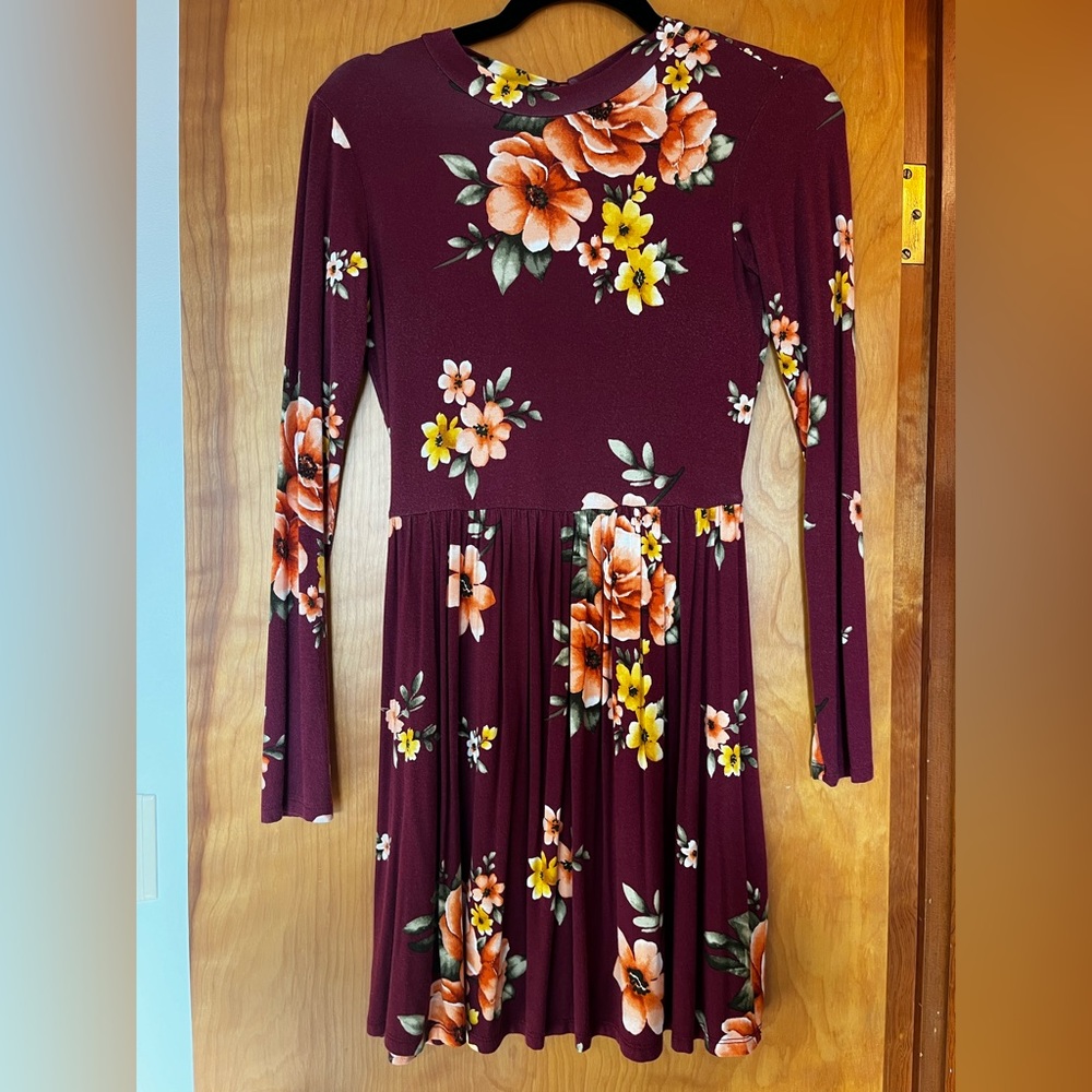 Burgundy floral dress